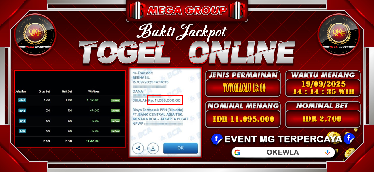 Bukti JP situs Okewla hari Jumat, 19 September 2025