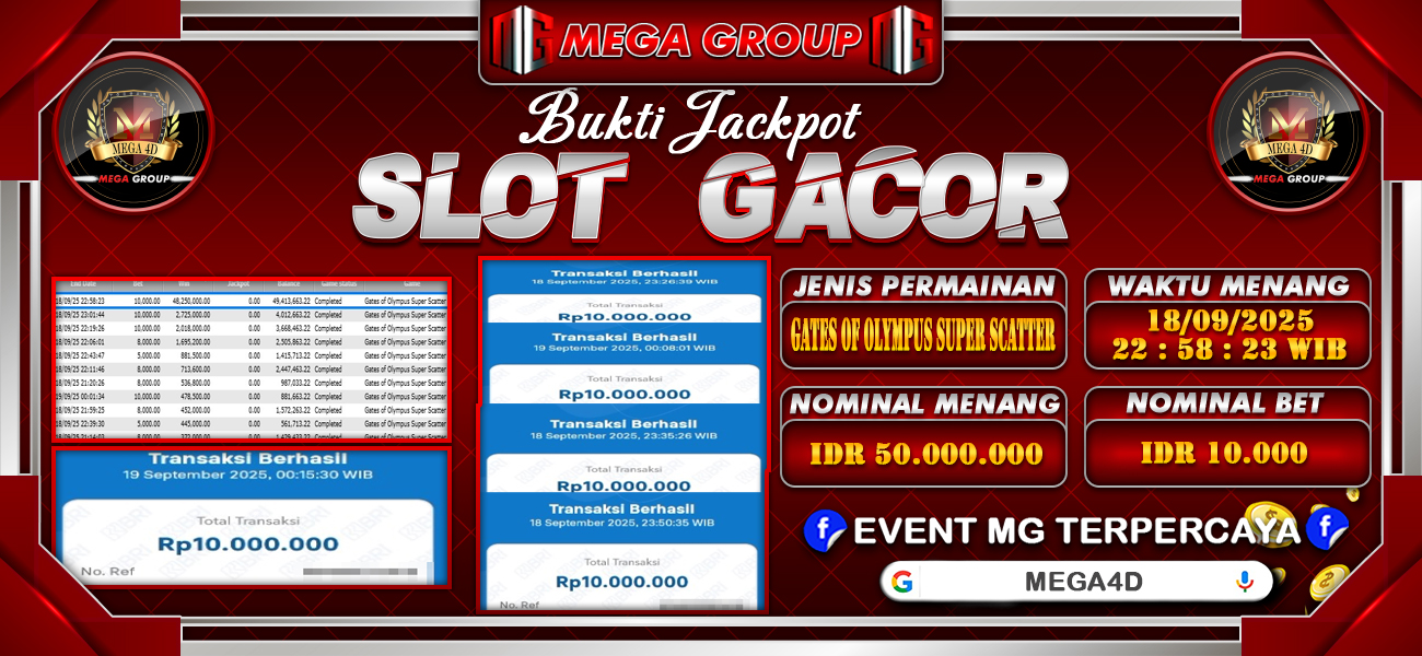 Bukti JP situs Mega4D hari Jumat, 19 September 2025
