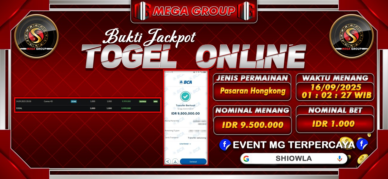 Bukti JP situs Shiowla hari Selasa, 16 September 2025