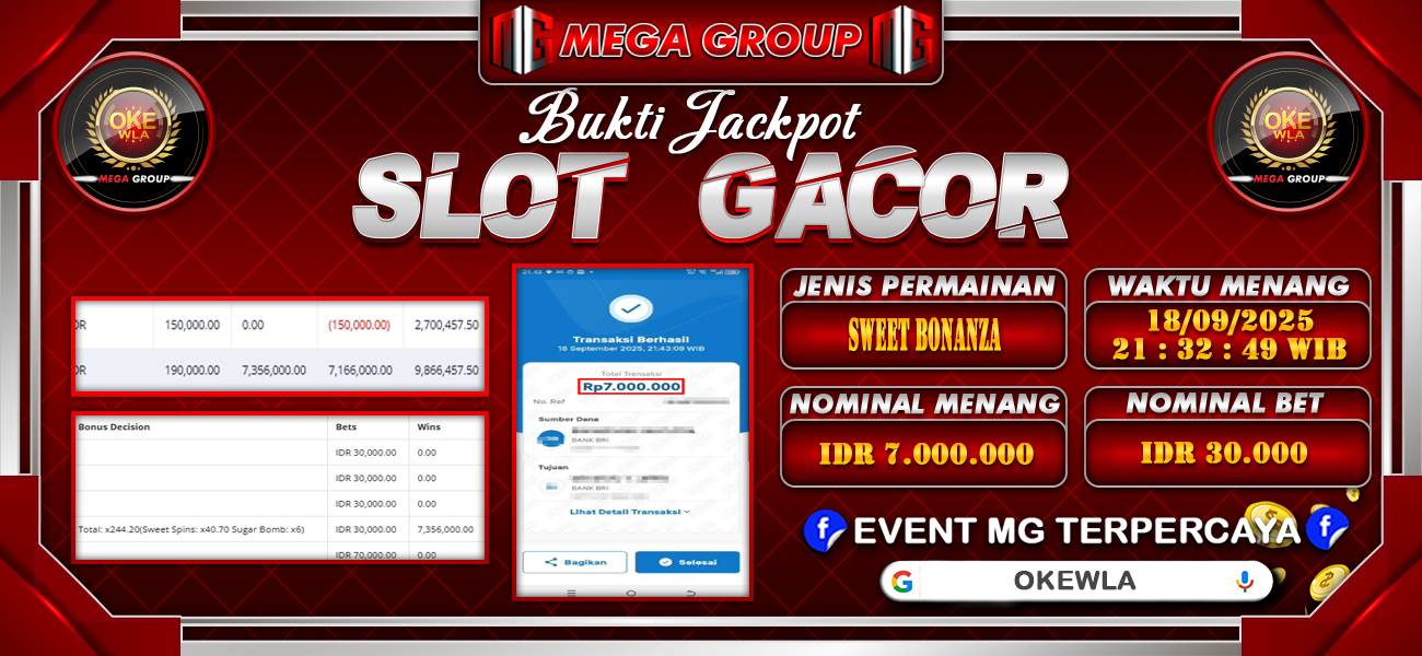 Bukti JP situs Okewla hari Jumat, 19 September 2025
