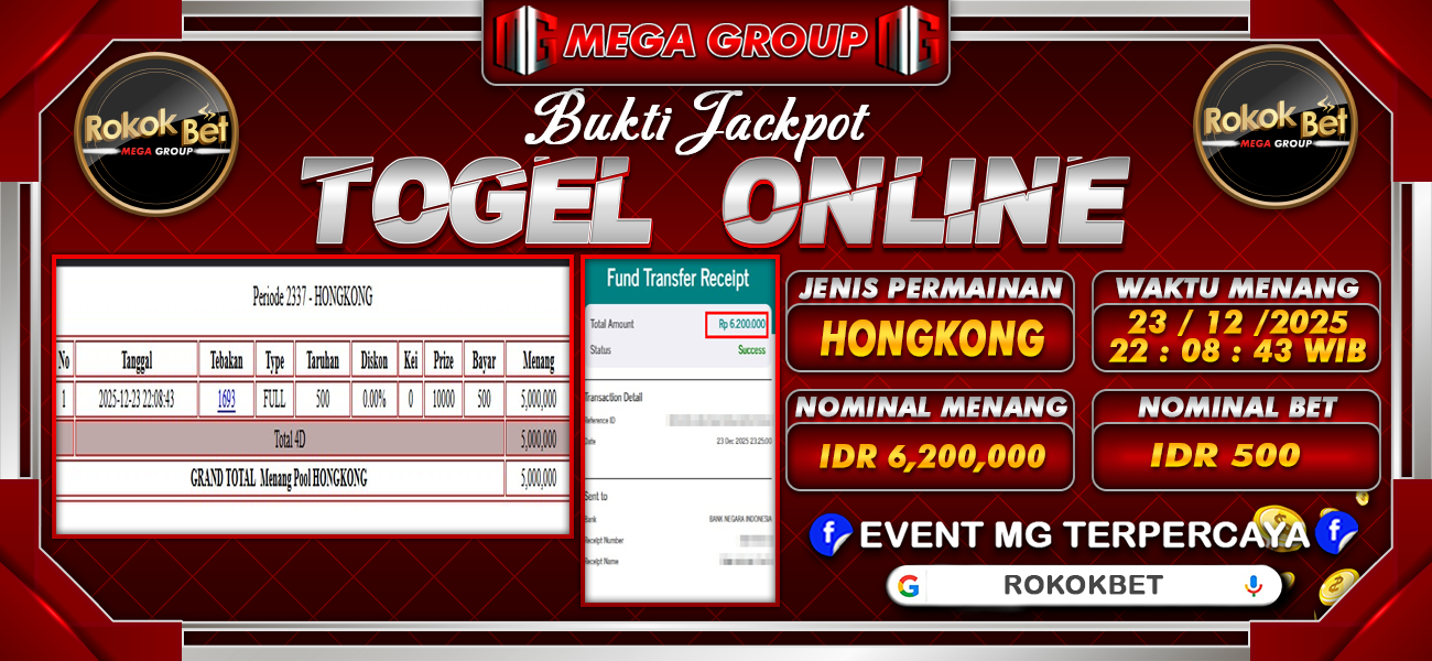 Bukti JP situs Rokokbet hari Selasa, 23 Desember 2025