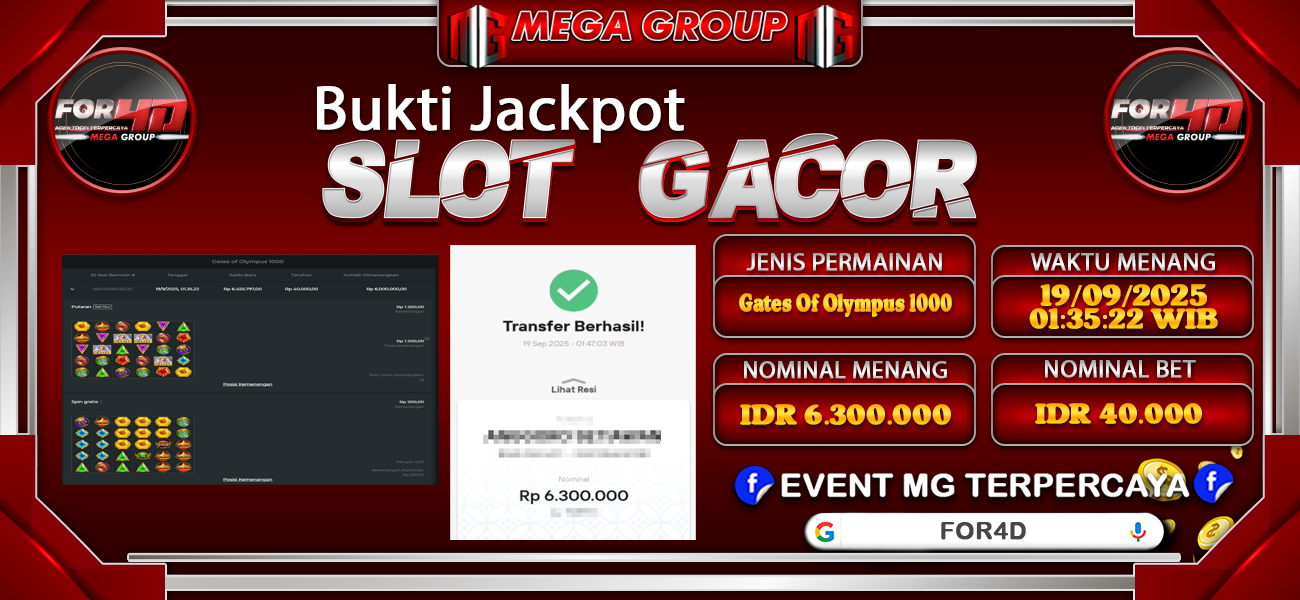 Bukti JP situs For4D hari Jumat, 19 September 2025