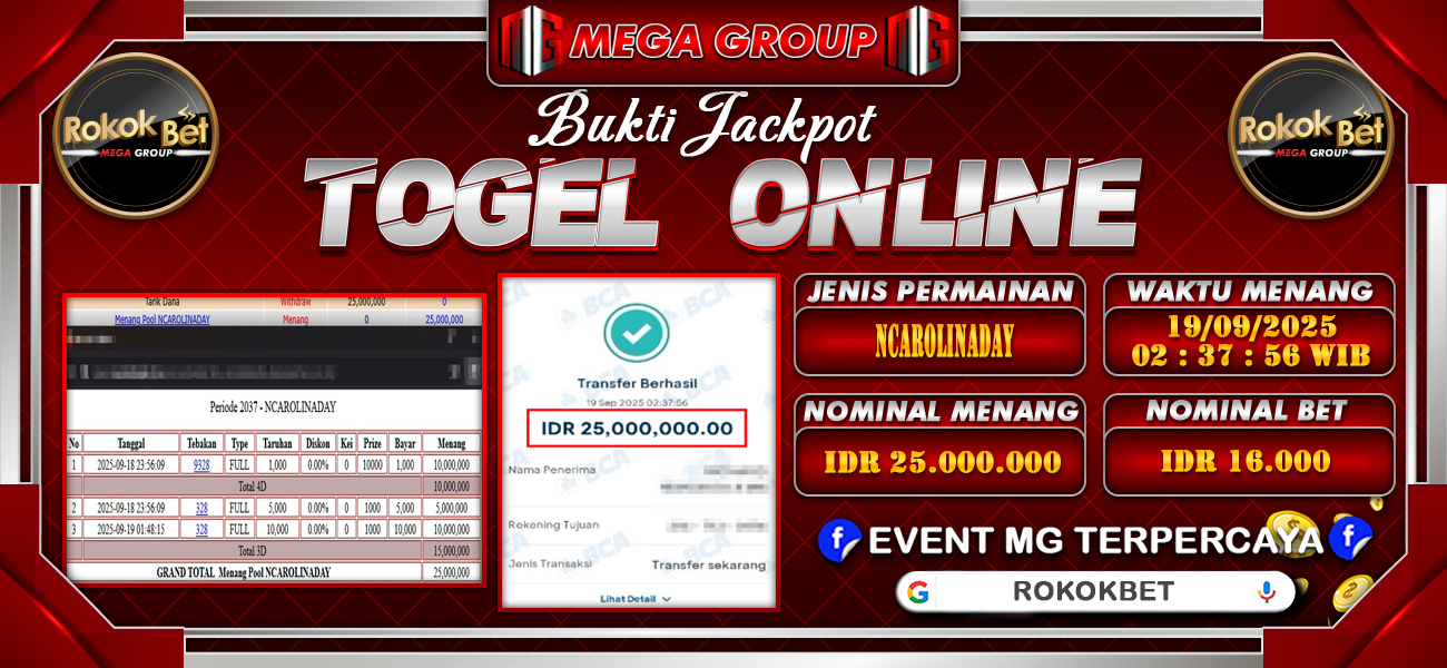 Bukti JP situs Rokokbet hari Jumat, 19 September 2025