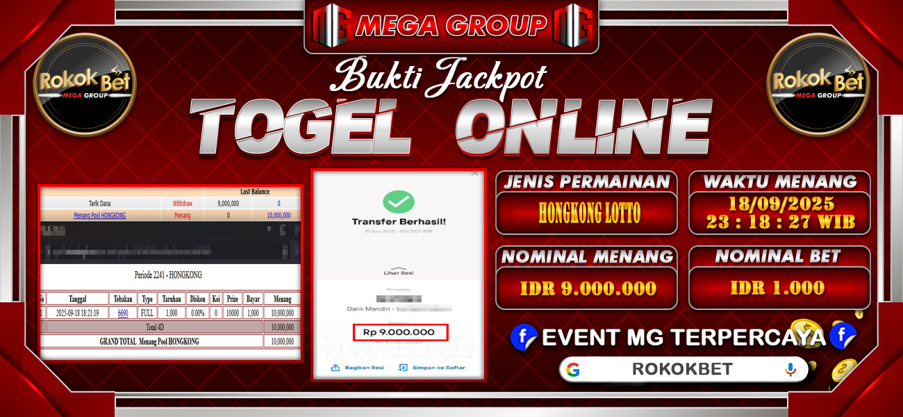 Bukti JP situs Rokokbet hari Jumat, 19 September 2025