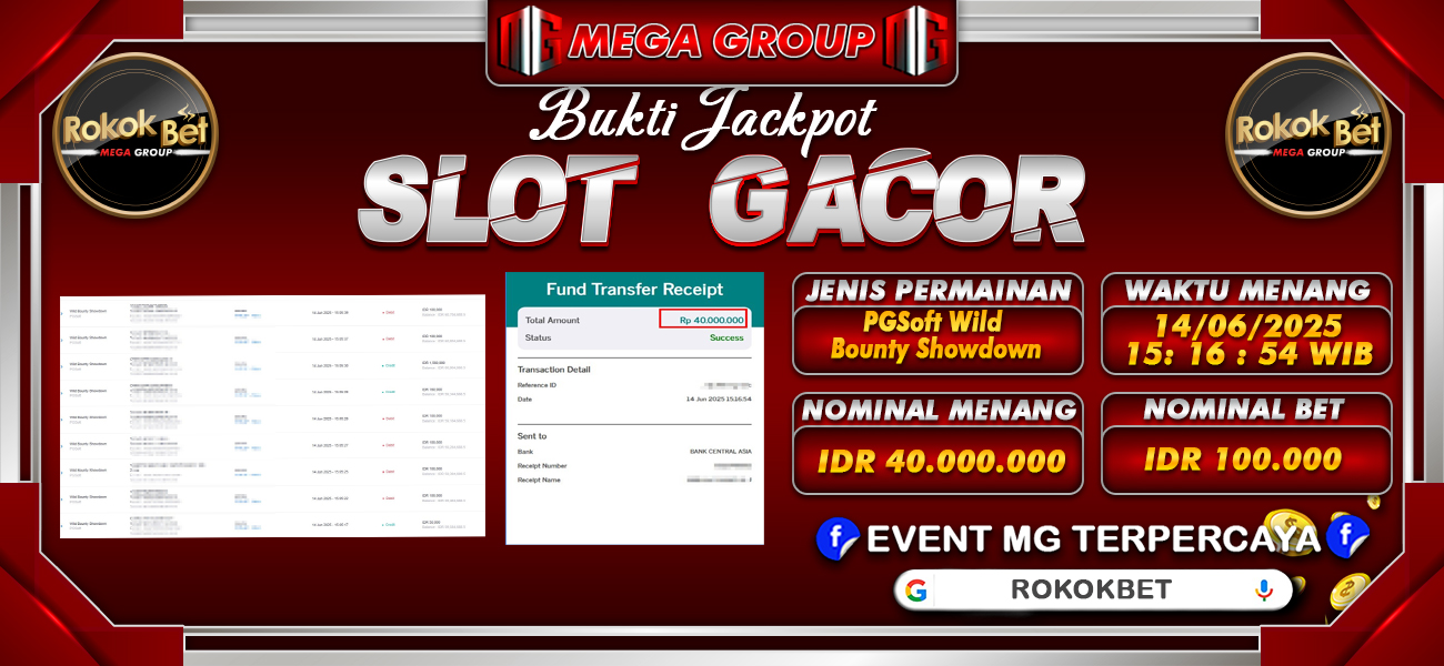 Bukti JP situs Rokokbet hari Sabtu, 14 Juni 2025