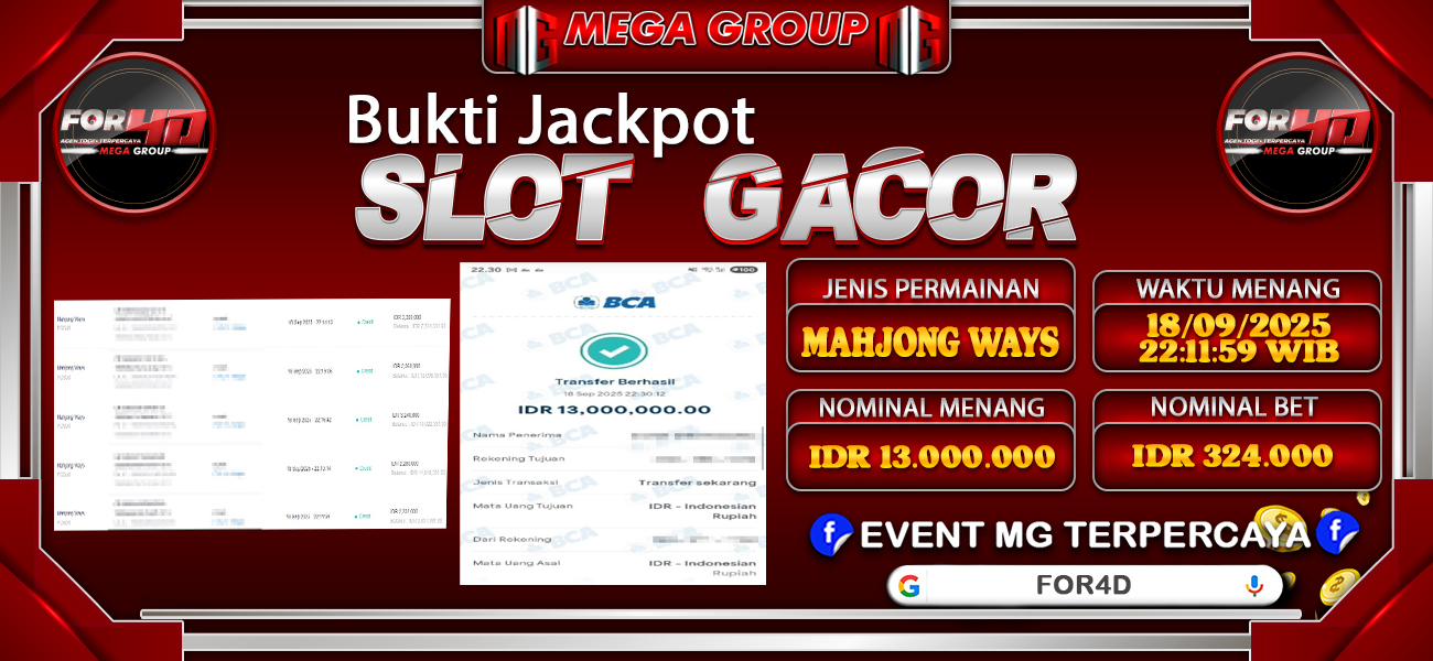Bukti JP situs For4D hari Kamis, 18 September 2025