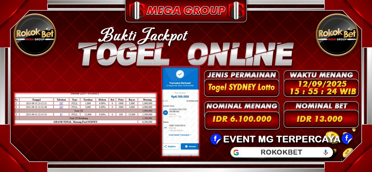 Bukti JP situs Rokokbet hari Jumat, 12 September 2025