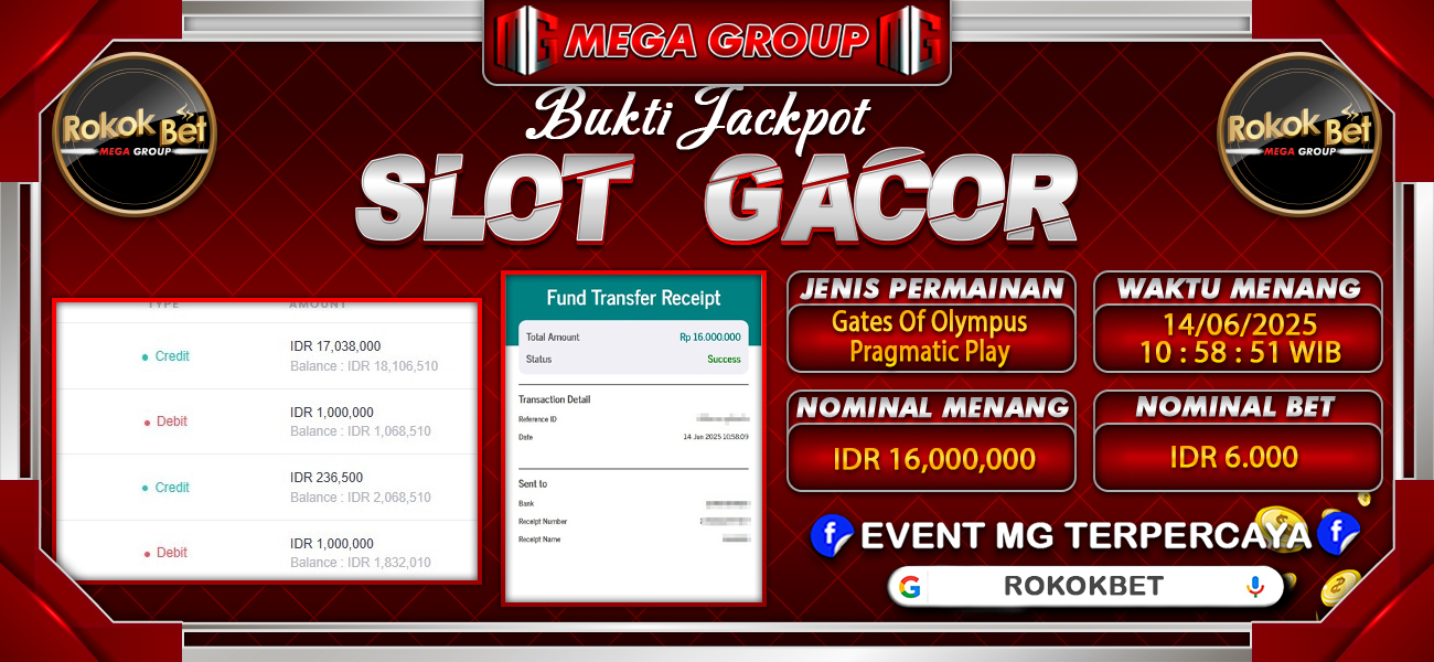 Bukti JP situs Rokokbet hari Sabtu, 14 Juni 2025