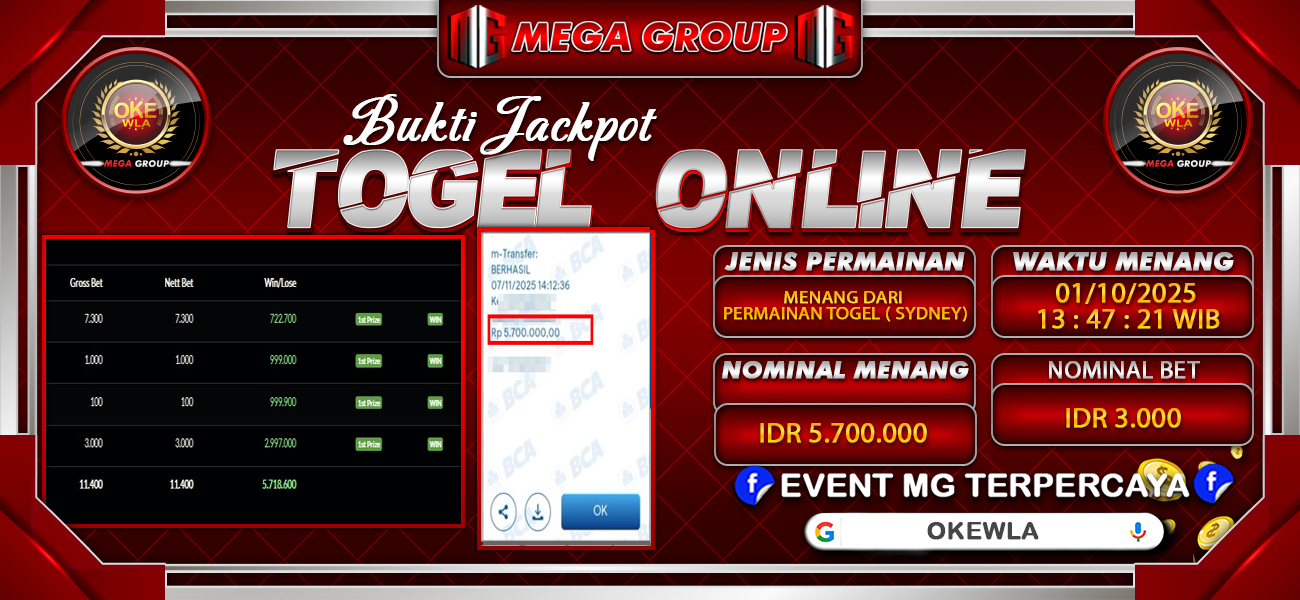 Bukti JP situs Okewla hari Jumat, 07 November 2025